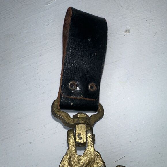 WW1 Imperial German Belt Eagle Drum Hanger Holder Brass With Iron Hooks Leather - Picture 6 of 9